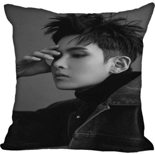 Custom Kpop Super Junior Ryeowook Printed Square silk Pillowcases 40x40cm,35x35cm One Side Satin Pillowcase Custom Logo
