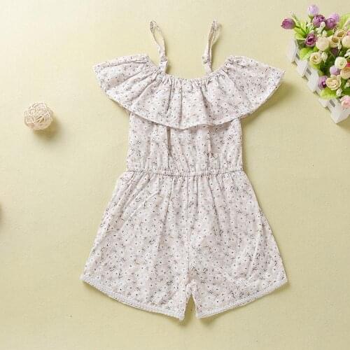 Summer Kids Girls Sleeveless Sunflower Print Sling Bodysuits 2021 New