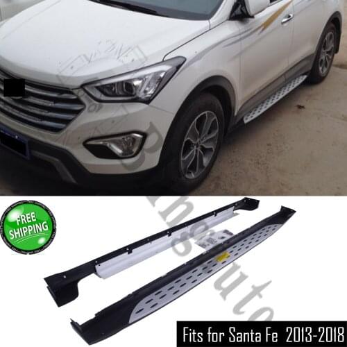 Fits for Hyundai Santa Fe 2013-2018 2Pcs left right running board side steps nerf bar car pedal side stairs