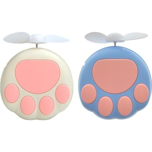 Cute Cat Paw Shaped Portable Handheld Mini Air Cooler Fan USB Rechargeable Small Personal Cooling Tools for Home Office