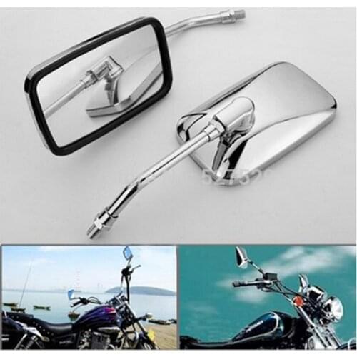 2PCS Motorcycle Chrome 10MM Rearview Side Mirrors For Suzuki Bandit Boulevard Intruder Cruiser