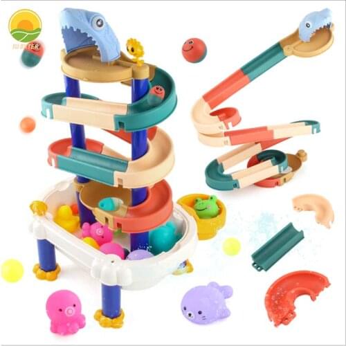 34-48PCS Baby Bath Tub Shark Suction Kids Duck Rubber Swimming Beach Set Spraying Bathroom Interactive Game Toys for Children