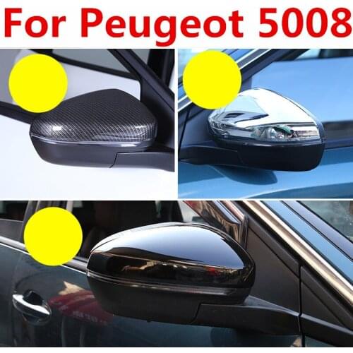 Car Rear-view Mirror Covers Shell Rearview Mirror Edge Guards Cover Exterior decoration Accessories For Peugeot 5008 2017-2019