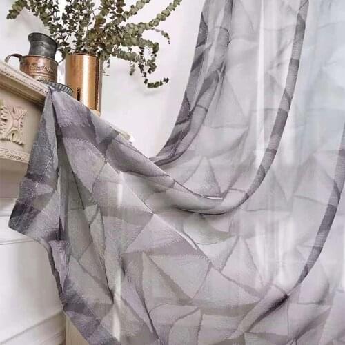 Nordic Style Curtains for Living Dining Room Bedroom Gray Jacquard Screens Window Curtain Tulle Curtains Kitchen Curtains