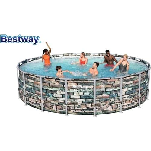New 56886 Bestway Brickwall Pattern 549*132cm Round Pool Set(Filter,Ladder,Cover,Sispenser) 18'52" Thick Above Ground Frame Pool