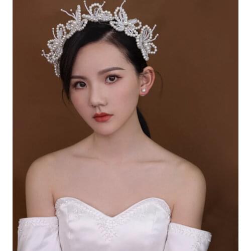 Super Fairy New Hair Band Hairpins Suit Wedding Styling Accessories Sweet Bridal Headdress Pearl Butterfly Headband Jewelry