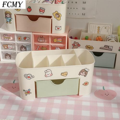 Plastic Makeup Organizer MakeUp Brush Storage Box with Drawer Cotton Swab Stick Storage Case Escritori Organizador De Maquillaje