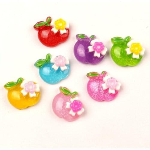 50Pcs Mixed Resin Apple Cabochon Flatback Embellishments Decoration Crafts Embellishments For Scrapbooking Diy Accessories