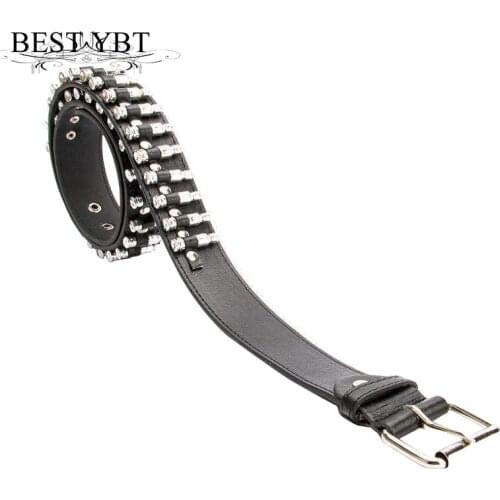 Best YBT Men Belt Imitation Leather Alloy Pin Buckle Belt Mens Punk Bullet Belt Fashion Ethnic Style Decoration Men Belt