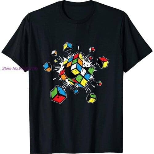 Exploding rubix rubiks rubics cube present gift for kids T-Shirt Fitness Tight Tshirts Classic Tops & Tees Cotton Men Casual