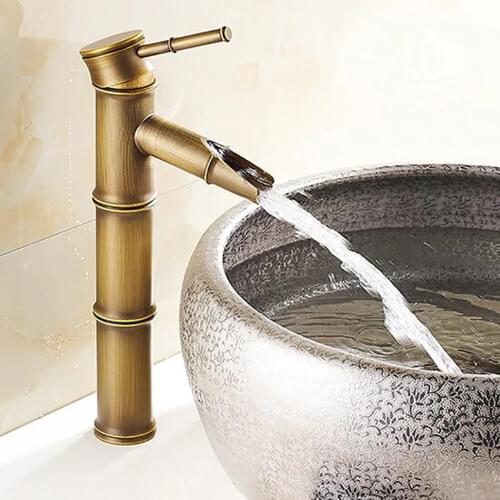 European antique Bathroom Faucet Brass Basin Faucets Tap Tall Bamboo Hot Cold Water Kitchen Outdoor Garden Taps