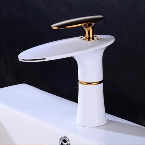 WZLY Basin Faucets Chrome/White/Black Brass Bathroom Single Handle Basin Faucet Deck Mounted Cold Hot Water Mixer Taps Torneira
