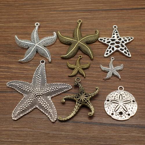 Vintage 4pcs Starfish Pendant For Jewelry Making Diy Necklace Accessories