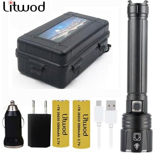 Xhp90 Powerful Led Flashlight Zoomable Bulbs USB Rechargeable Torch 18650 or 26650 Battery Portable Light for Camping Lantern CE