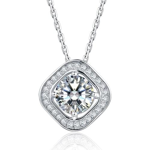 BOEYCJR 925 Silver 1ct F color Moissanite VVS Engagement Elegant Wedding Pendant Necklace for Women Anniversary Gift