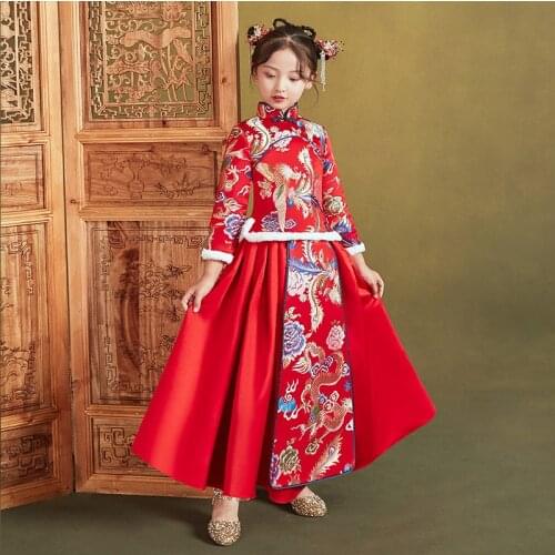 Flower Girl Princess Wedding Bridesmaid Winter Party Dress Baby Girl Graduation Ball Party Dress Chinese New Yearss Dress