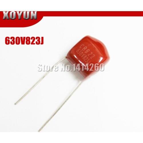 10pcs/lot CBB22 630V823J Pitch 10MM 823J630V 823J 630V CBB Polypropylene film capacitor