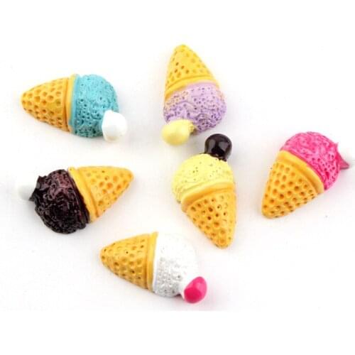 10pcs Mix 13*19mm Resin kawaii flatback cabochon ice cream cone charms pendant diy jewelry making for bracelet earrings necklace