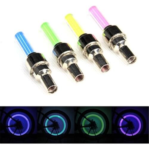 2pcs Bicycle Wheel Lamp Nozzle Flames Light Round Valve Caps Core Colorful Tail Accessories