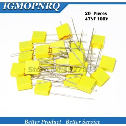 20PCS Correction capacitor 47NF 473J 100V 5mm Polypropylene Safety Plastic Film Capacitor New