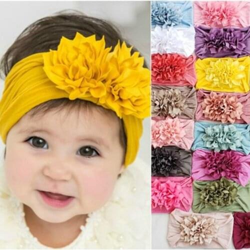 24pc/lot Kids Wide Nylon Headbands Fabric Flower Match Nylon Headbands Children Girls Hair Accessories