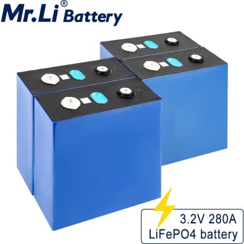 3.2V 280Ah Lifepo4 Rechaegeable Cell 4 PCS For 12V 280Ah Lifepo4 Battery Pack For Solar System RV EV Power Supply Energy Storage