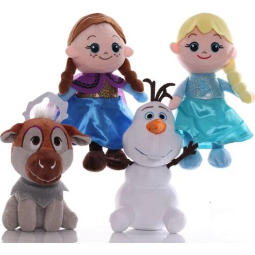 4pcs/Set Disney Frozen Princess Anna Elsa Dolls Snowman Olaf Sven Plush Toys Stuffed Soft Toy