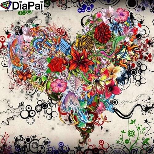 DiaPai 5D Diamond Pattern Rhinestone Needlework Diy Diamond Painting Cross Stitch"Flower heart scenery"Diamond Embroidery A27502