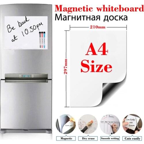 A4 Size WhiteBoard Bulletin Board Dry Mini Whit Board Fridge Magnet Sticker Menu Message Board