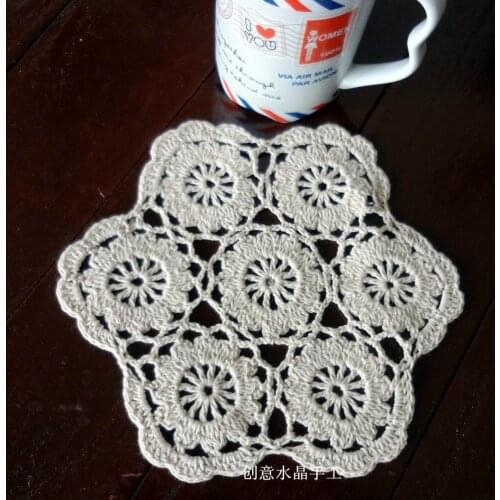 Free shipping 2016 fashion cotton crochet lace doilies photo props cutout flower table mat coaster for dinning table pads mats