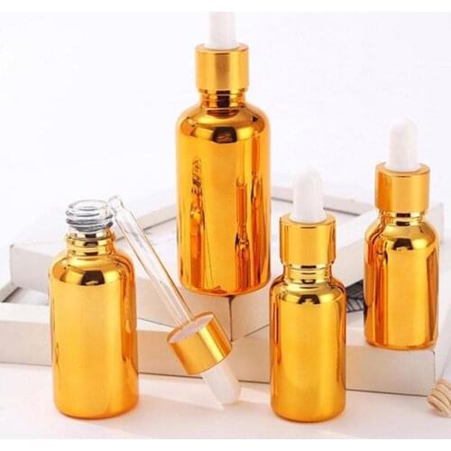 Gold Glass Bottle With Dropper For Essential Oil 5/10/15/20/30/50/100ml Empty Perfume Bottle Perfume Sample Vials Dropper Bottle