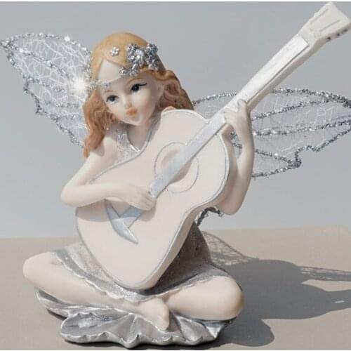 Flower Angel music guitar girl Fairy Miniature desktop ornaments craft DIY ornaments home garden decoration souvenir gift a0127