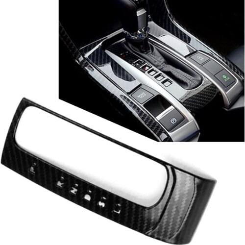 For Honda Civic 10th 2016 2017 2018 2019 Gear Shift Knob Panel Cover Trim Carbon Fiber ABS Car Styling Accessories LHD