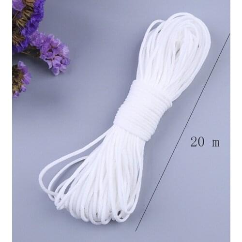 20M Elastic Band Round 3/5mm Cover Rope Nylon Mouth Cover Lanyard Face Ear Strap Fabric Protective Cover Cord Sewing Accessories