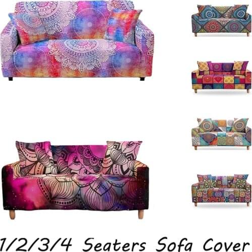 Mandala Elastic Sofa Cover For Living Room Stretch Bohemian Sofa Cover Chaise Lounge Sectional Couch Cover Corner Sofa Slipcover