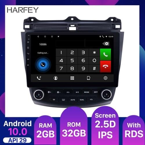 Harfey 10.1 Inch 2DIN Android 10.0 Touchscreen FM Radio GPS Navi For 2003 2004 2005 2006 2007 Honda Accord 7 with Bluetooth