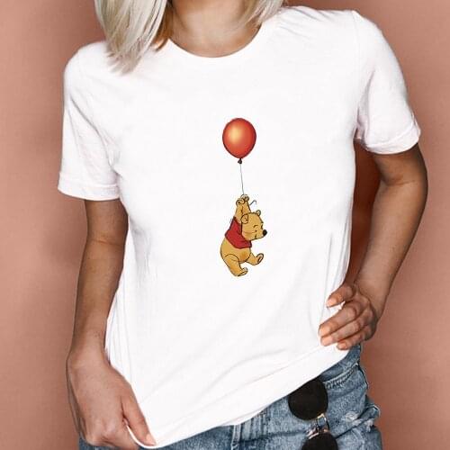 Winnie the Pooh Print T Shirt Women Short Sleeve O Neck Loose Tshirt Summer Girl Causal Unisex Tee Shirt Tops Camisetas Mujer