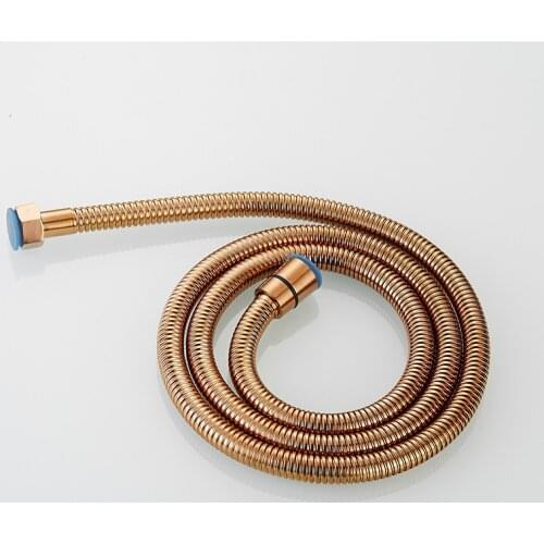 Rose Gold Shower Hose Shower Head Holder Plumbing Hose Flexible Stainless Steel Double Interlocked Shower Bath Hose Tube 1.5m