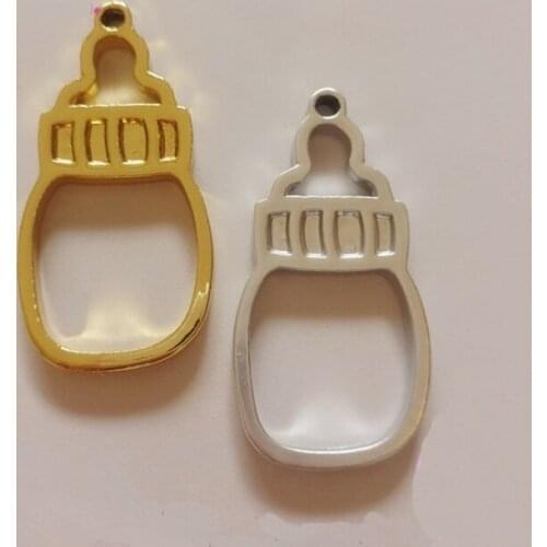 GLADZGT 5 pcs/lot Small bottle Metal Frame Pendant Gold Charm Bezel Setting Cabochon Setting UV Resin Charms