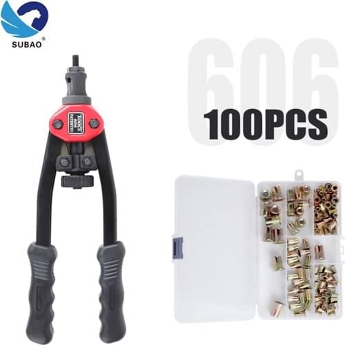 Bt606 rivet nut tool m3 M4 M5 M6 with 5 interchangeable spindles, manual rivet nut installation tool kit for 100 rivet nuts
