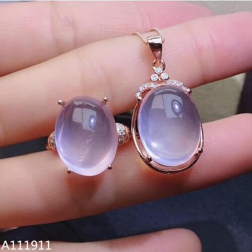 KJJEAXCMY fine jewelry 925 sterling silver inlaid Natural Ross quartz noble Necklace Ring Suit Support Detection popular