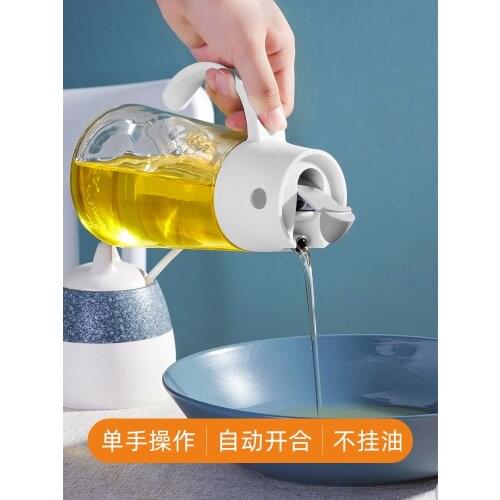 Automatic Opening And Closing Oil Bottle Kitchen Organizer Leak-proof Soy Sauce Jar Glass Vinegar Container