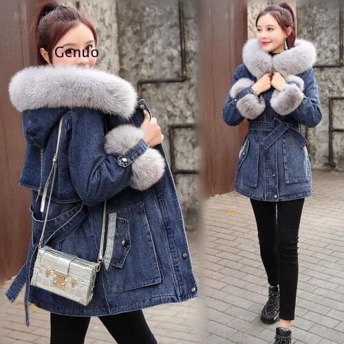 2020 Winter New Women lamb cashmere Thick Denim Jacket Loose Warm Coat Casual Korean Hooded Female Jean Outerwear Tops