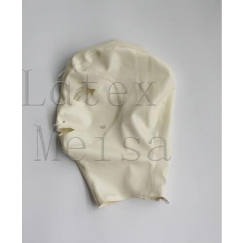 3D clipping Head latex hoods white monkey face rubber hoods open nostrils and mouth with back zip
