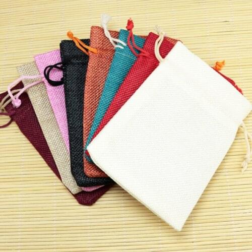Hotsale Small Drawstring Jute Bag Gift Incense Storage Linen Pouch Cosmetic Jewelry Packaging Bags Random Mixed Color 10x14cm