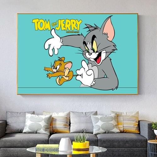 Cartoon Movie Tom and Jerry Canvas Painting Wall Art Cute Mouse And Cat Pictures Home Decor Poster And Prints For Living Room