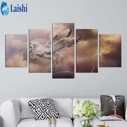 5pcs Unicorn with wings Full Drill Square Diamond Diamond Painting Diamond Embroidery Cross Stitch Rhinestone Mosaic Painting