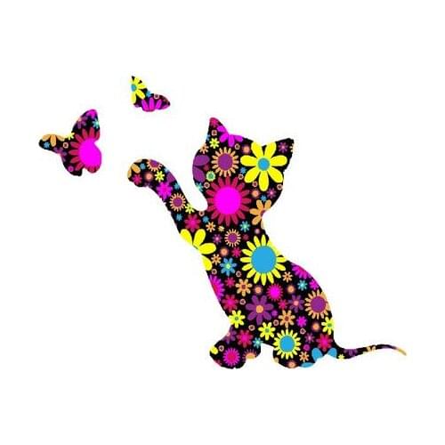 Flower cat and butterfly DIY Painting By Numbers Modern Wall Art Picture Handpainted Oil Painting Unique Gift Home