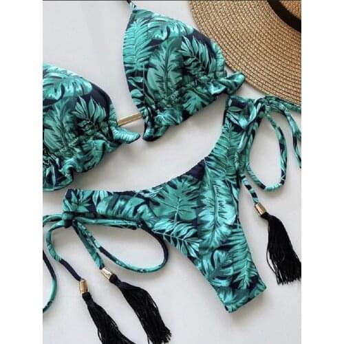 2021 New Print Sport Bandeau Push up Bikinis Sexy Marble Women Swimsuit Swimwear Women bathing suit Beach wear
