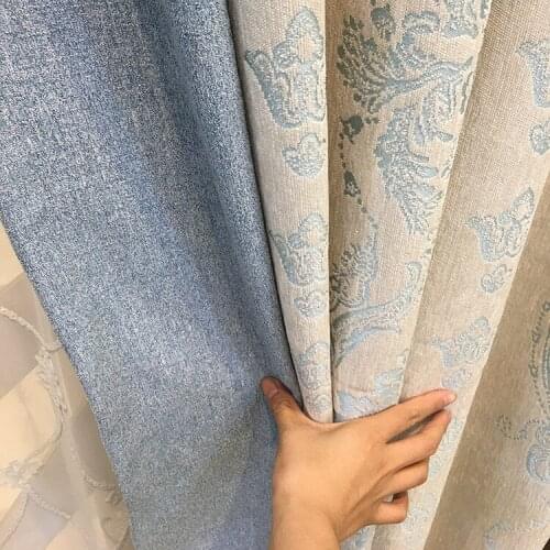 New European Chenille Jacquard Fabric Modern Curtains for Living Dining Room Bedroom Blackout Curtains